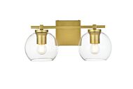 Juelz 2-Light Bathroom Vanity Light Sconce in Brass and Clear
