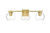 Juelz 3-Light Bathroom Vanity Light Sconce in Brass and Clear
