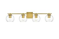 Juelz 4-Light Bathroom Vanity Light Sconce in Brass and Clear