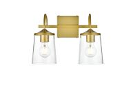 Avani 2-Light Bathroom Vanity Light Sconce in Brass and Clear
