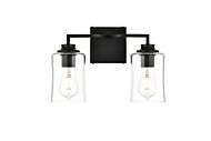 Ronnie 2-Light Bathroom Vanity Light Sconce in Black and Clear