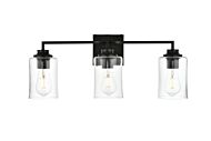 Ronnie 3-Light Bathroom Vanity Light Sconce in Black and Clear