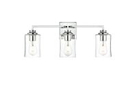 Ronnie 3-Light Bathroom Vanity Light Sconce in Chrome and Clear