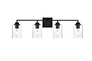 Ronnie 4-Light Bathroom Vanity Light Sconce in Black and Clear