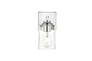 Ronnie 1-Light Bathroom Vanity Light Sconce in Chrome and Clear