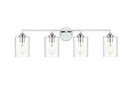 Mayson 4-Light Bathroom Vanity Light Sconce in Chrome and Clear