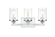 Saanvi 3-Light Bathroom Vanity Light Sconce in Chrome and Clear