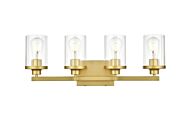 Saanvi 4-Light Bathroom Vanity Light Sconce in Brass and Clear