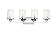 Saanvi 4-Light Bathroom Vanity Light Sconce in Chrome and Clear
