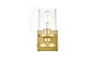 Saanvi 1-Light Bathroom Vanity Light Sconce in Brass and Clear