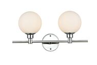 Cordelia 2-Light Bathroom Vanity Light Sconce in Chrome and frosted white