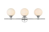 Cordelia 3-Light Bathroom Vanity Light Sconce in Chrome and frosted white