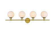 Cordelia 4-Light Bathroom Vanity Light Sconce in Brass and frosted white