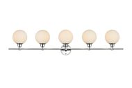Cordelia 5-Light Bathroom Vanity Light Sconce in Chrome and frosted white