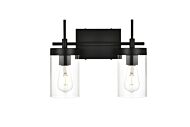 Benny 2-Light Bathroom Vanity Light Sconce in Black and Clear
