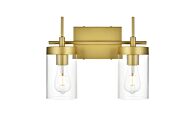 Benny 2-Light Bathroom Vanity Light Sconce in Brass and Clear