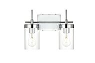 Benny 2-Light Bathroom Vanity Light Sconce in Chrome and Clear