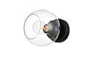 Rogelio 1-Light Bathroom Vanity Light Sconce in Black and Clear