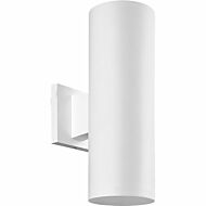 Cylinder 2-Light Outdoor Wall Mount in White