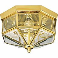 Beveled Glass 4-Light Flush Mount in Polished Brass