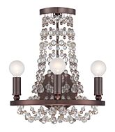 Crystorama Channing 3 Light 13 Inch Wall Sconce in Chocolate Bronze with Hand Cut Crystal Beads Crystals
