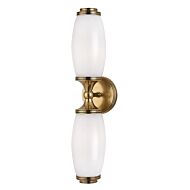 Hudson Valley Brooke 2 Light 20 Inch Wall Sconce in Aged Brass