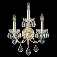 Schonbek Century 3 Light Wall Sconce in Gold with Clear Heritage Crystals