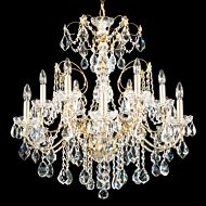 Schonbek Century 12 Light Chandelier in Gold with Clear Heritage Crystals