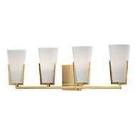 Hudson Valley Upton 4 Light 26 Inch Bathroom Vanity Light in Aged Brass