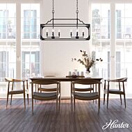 Hunter Highland Hill 8-Light Linear Chandelier in Rustic Iron