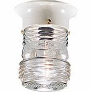 Utility Lantern 1-Light Outdoor Flush Mount in White