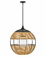 Hinkley Maddox 1-Light Outdoor Pendant In Black With Light Natural Nylon Shade