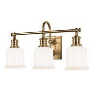 Hudson Valley Keswick 3 Light 21 Inch Bathroom Vanity Light in Aged Brass
