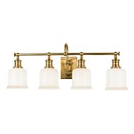 Hudson Valley Keswick 4 Light 29 Inch Bathroom Vanity Light in Aged Brass