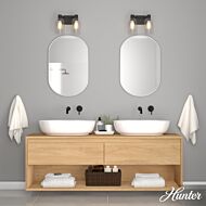 Hunter Lochmeade Clear Seeded Glass 2-Light Bathroom Vanity Light in Noble Bronze