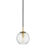 Hudson Valley Rousseau Clear Glass Pendant Light in Aged Brass