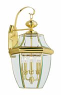 Monterey 3-Light Outdoor Wall Lantern in Polished Brass