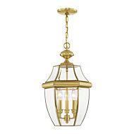 Monterey 3-Light Outdoor Pendant in Polished Brass