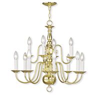 Williamsburgh 12-Light Chandelier in Polished Brass