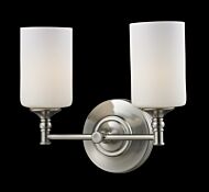 Z-Lite Cannondale 2-Light Bathroom Vanity Light In Brushed Nickel