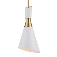 Eames 1-Light Mini Pendant in Antique Brass with White