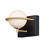 Revolve 1-Light LED Bathroom Vanity Light in Black with Gold