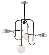 Maxim Mingle Led 4 Light Transitional Chandelier in Black and Satin Nickel