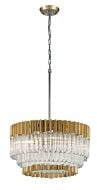 Corbett Charisma 10 Light Pendant Light in Gold Leaf With Polished Stainless