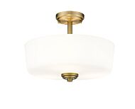 Z-Lite Arlington 3-Light Semi Flush Mount Ceiling Light In Heritage Brass