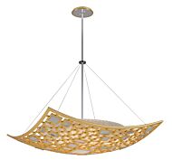 Corbett Motif 5 Light Pendant Light in Gold Leaf With Polished Stainless