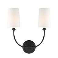 Crystorama Sylvan 2 Light Wall Sconce in Black Forged