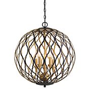 Minka Lavery Gilded Glam 5 Light Pendant Light in Sand Coal With Painted And Pla