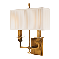 Hudson Valley Berwick 2 Light 16 Inch Wall Sconce in Aged Brass