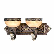 Seville 2-Light Bathroom Vanity Light in Palacial Bronze w with Gildeds